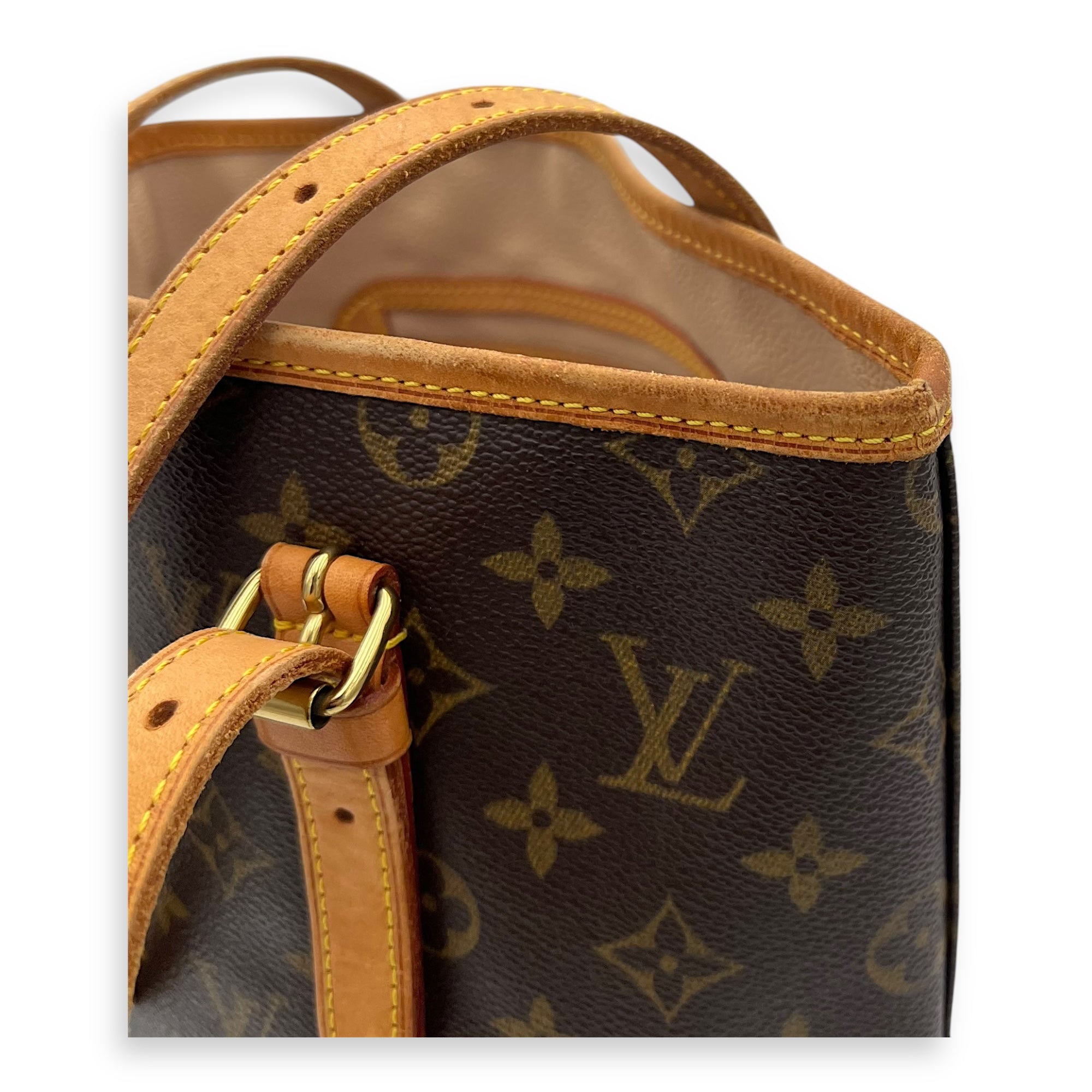 Louis Vuitton Noe Bucket Bag Brown in Monogram Coated Canvas, Gold hardware_10