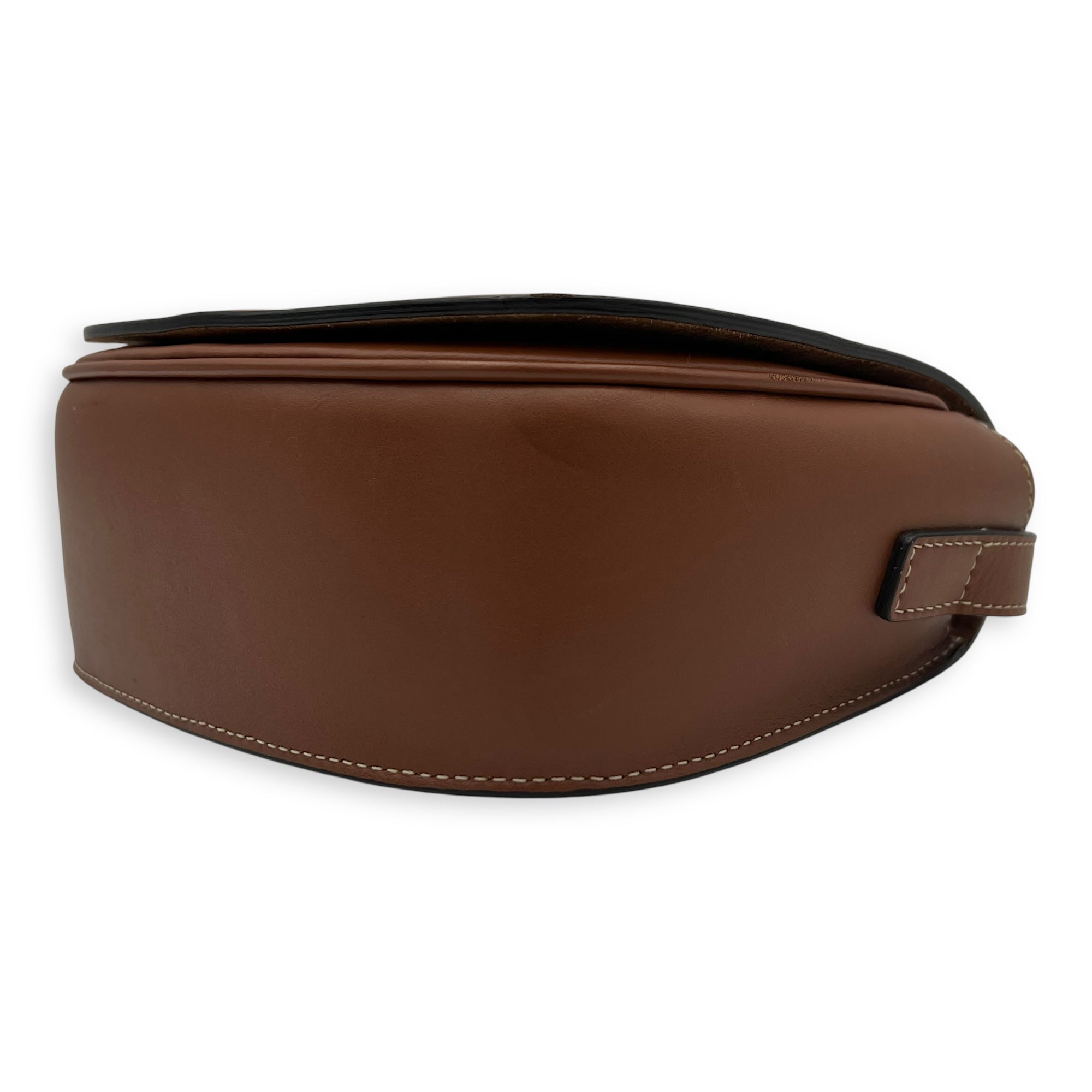 Celine Folco Crossbody Bag Brown in Calfskin, Gold hardware_9
