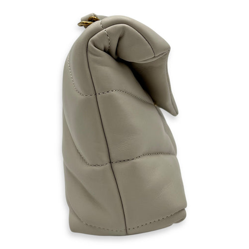 Saint Laurent Puffer Shoulder Bag Toy Ecru in Lambskin, Brushed Gold hardware_3
