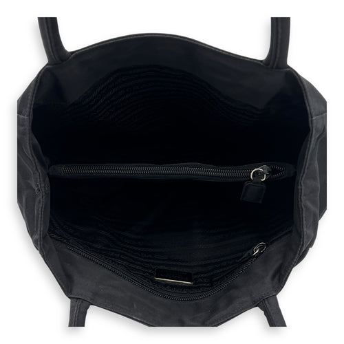 Prada Logo Top Handle Bag Black in Nylon, Silver hardware_6