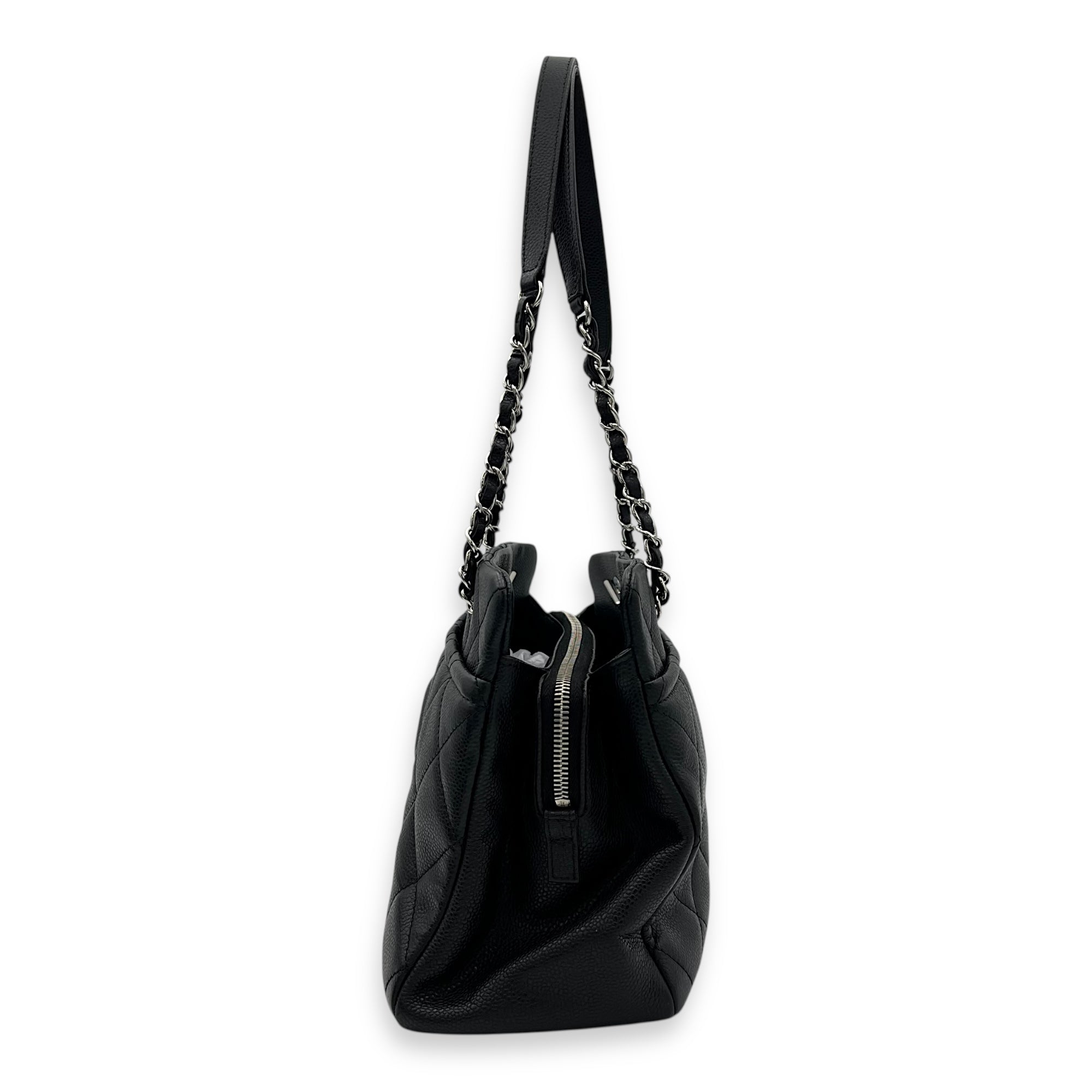Chanel CC Tote Bag Black in Caviar Leather, Gold hardware_4