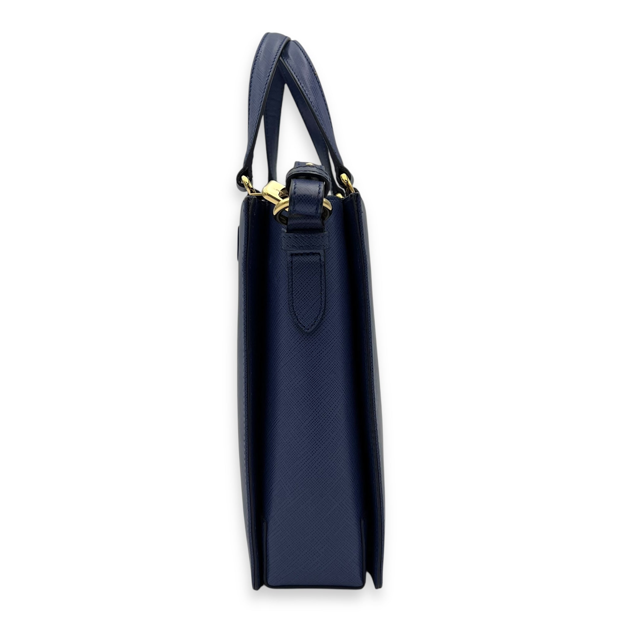 Ferragamo  Tracy Crossbody Bag Small Blue in Saffiano Leather, Gold hardware_4