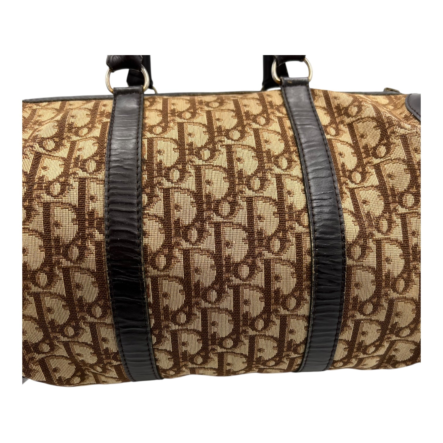 Christian Dior Trotteur Top Handle Bag Brown in Coated Canvas, Silver hardware_17