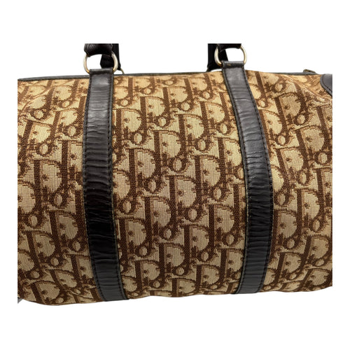 Christian Dior Trotteur Top Handle Bag Brown in Coated Canvas, Silver hardware_17