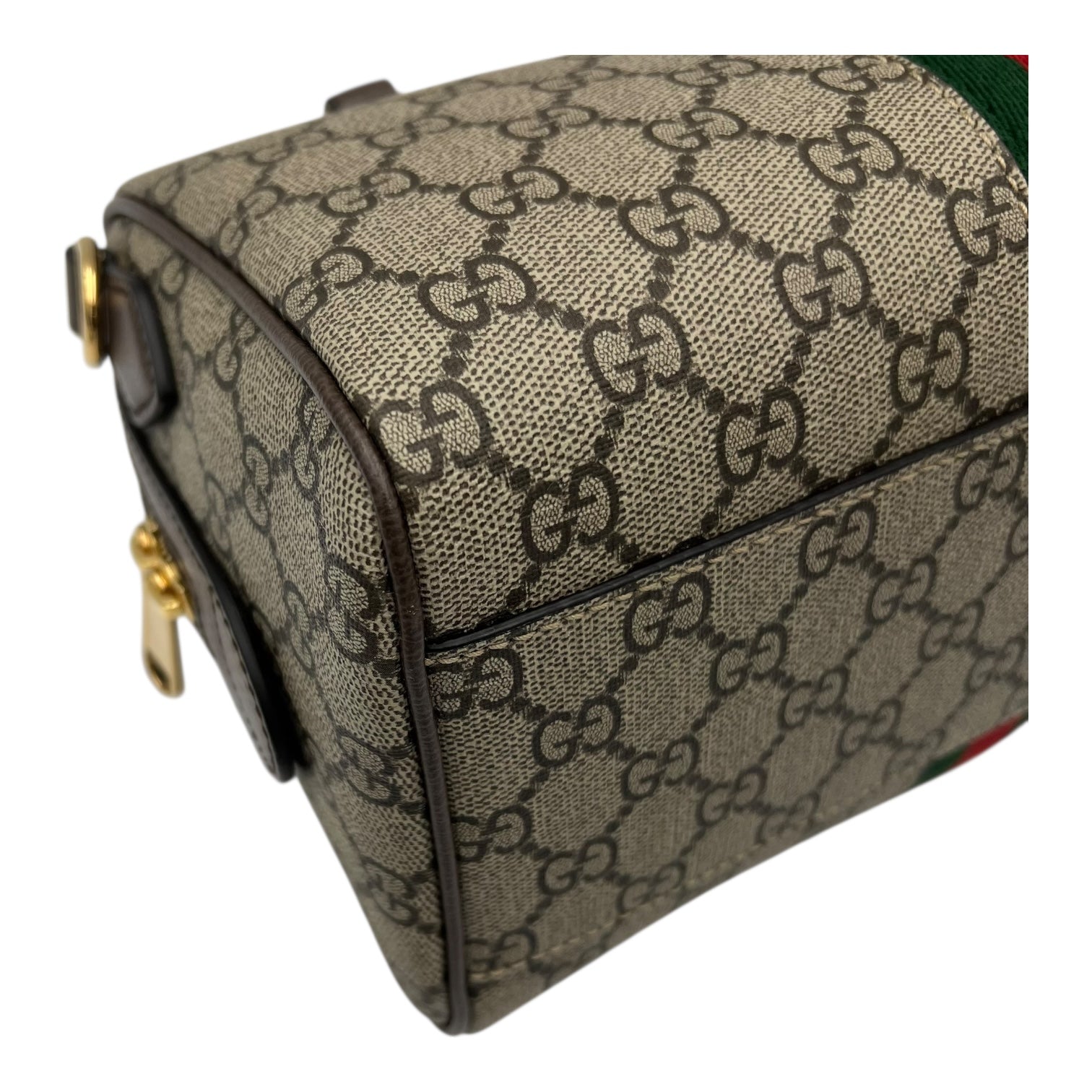 Gucci Ophidia Top Handle Bag Boston Brown in Coated Canvas, Gold hardware_7