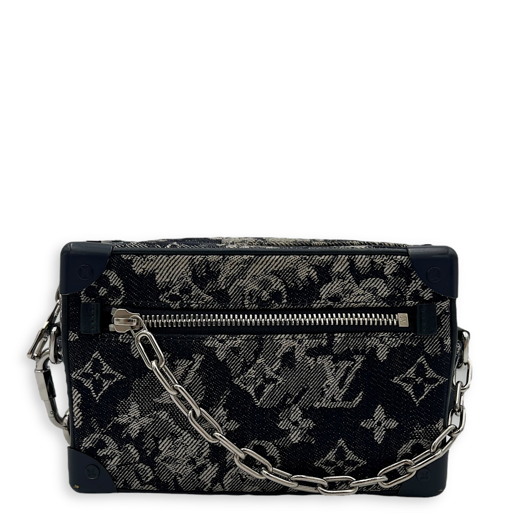 Louis Vuitton Soft Trunk Shoulder Bag Blue in Denim, Silver hardware_1