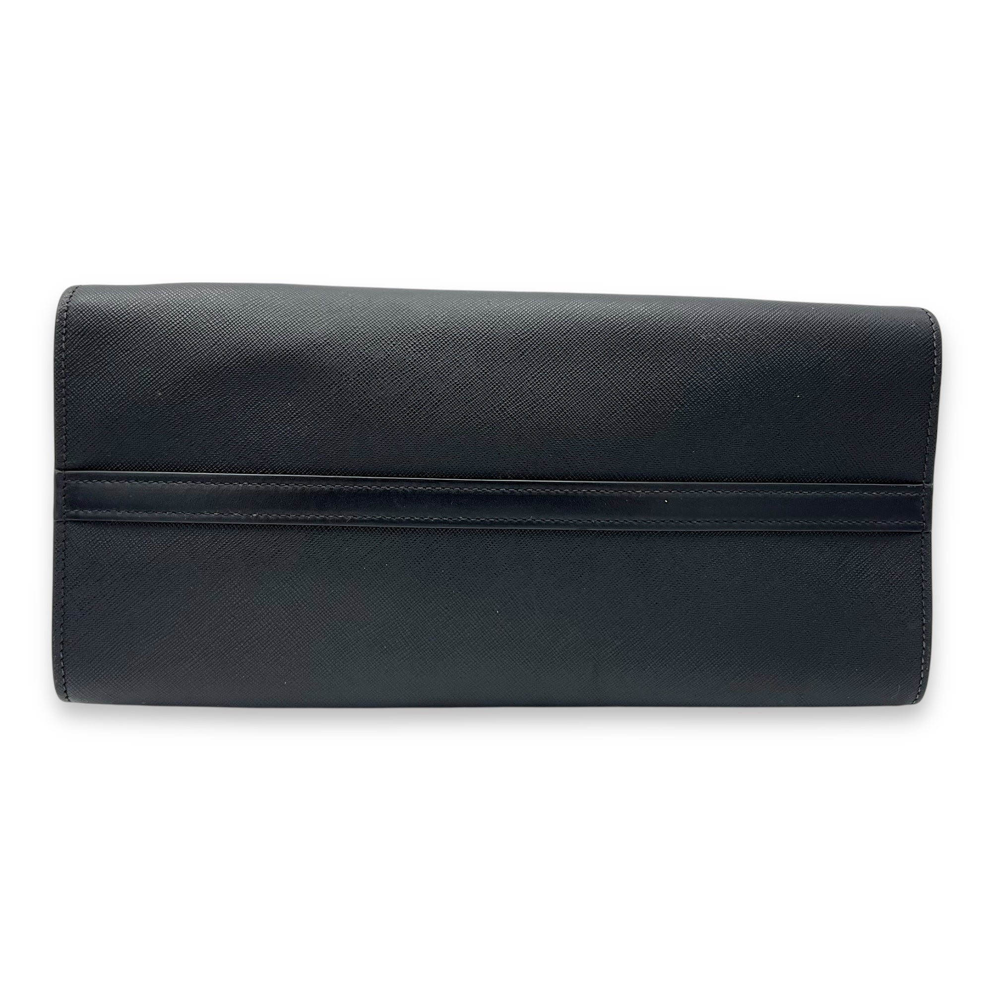 Prada Logo Top Handle Bag Black in Saffiano Leather, Gold hardware_5