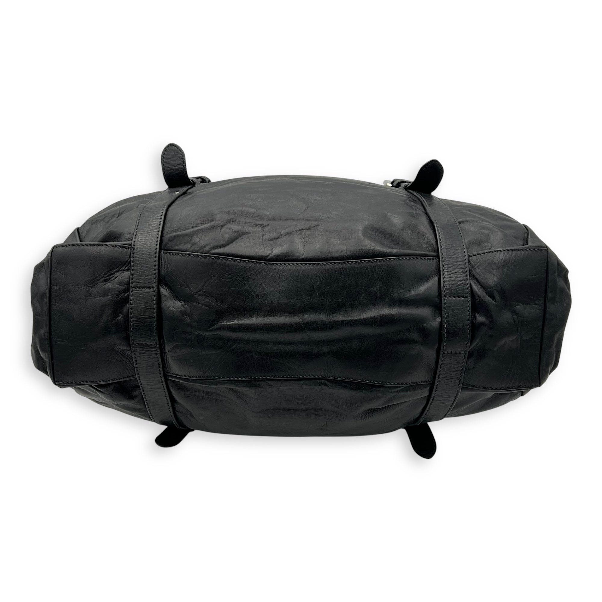 Prada Frame Shoulder Bag Black in Calfskin, Silver hardware_5