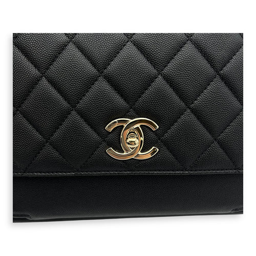 Chanel Business Affinity Black Top Handle Bag in Caviar Leather, Light Gold hardware_7