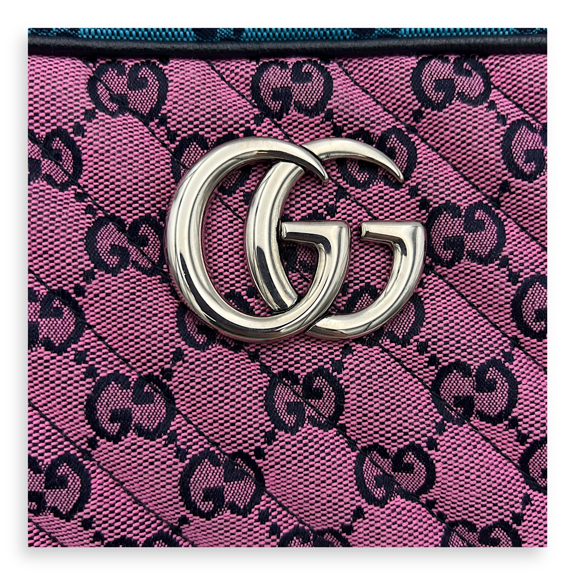 Gucci GG Crossbody Bag Pink in Denim, Silver hardware_7