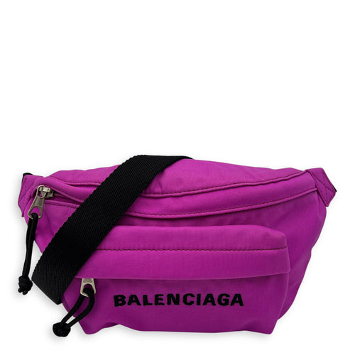 Balenciaga Logo Belt Bag Pink in Canvas, Silver hardware_1