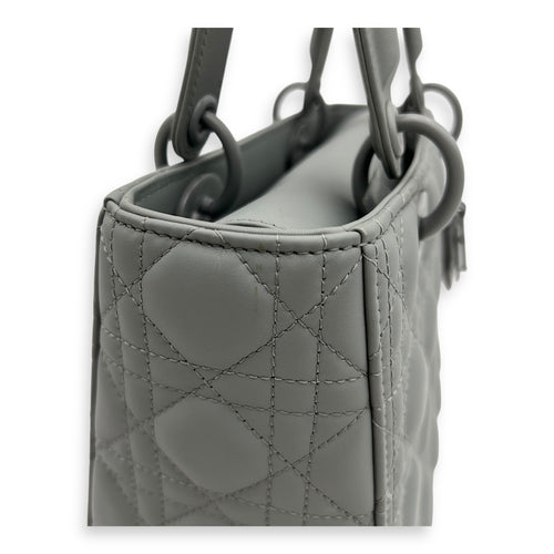Christian Dior Lady Dior Medium Grey Top Handle Bag in Lambskin, Ultramatte hardware_9