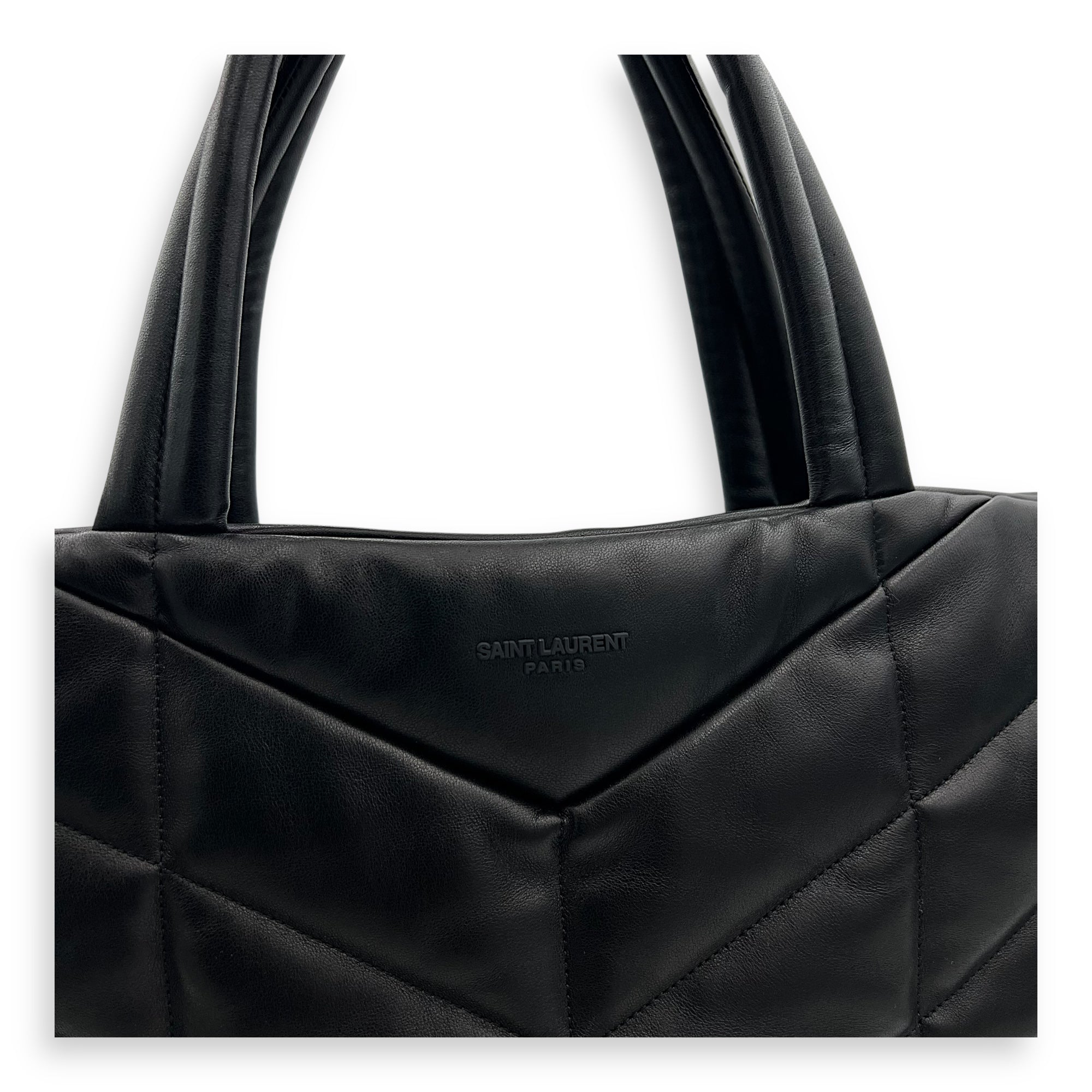 Saint Laurent Puffer Tote Bag Black in Lambskin, Black hardware_7
