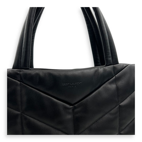 Saint Laurent Puffer Tote Bag Black in Lambskin, Black hardware_7
