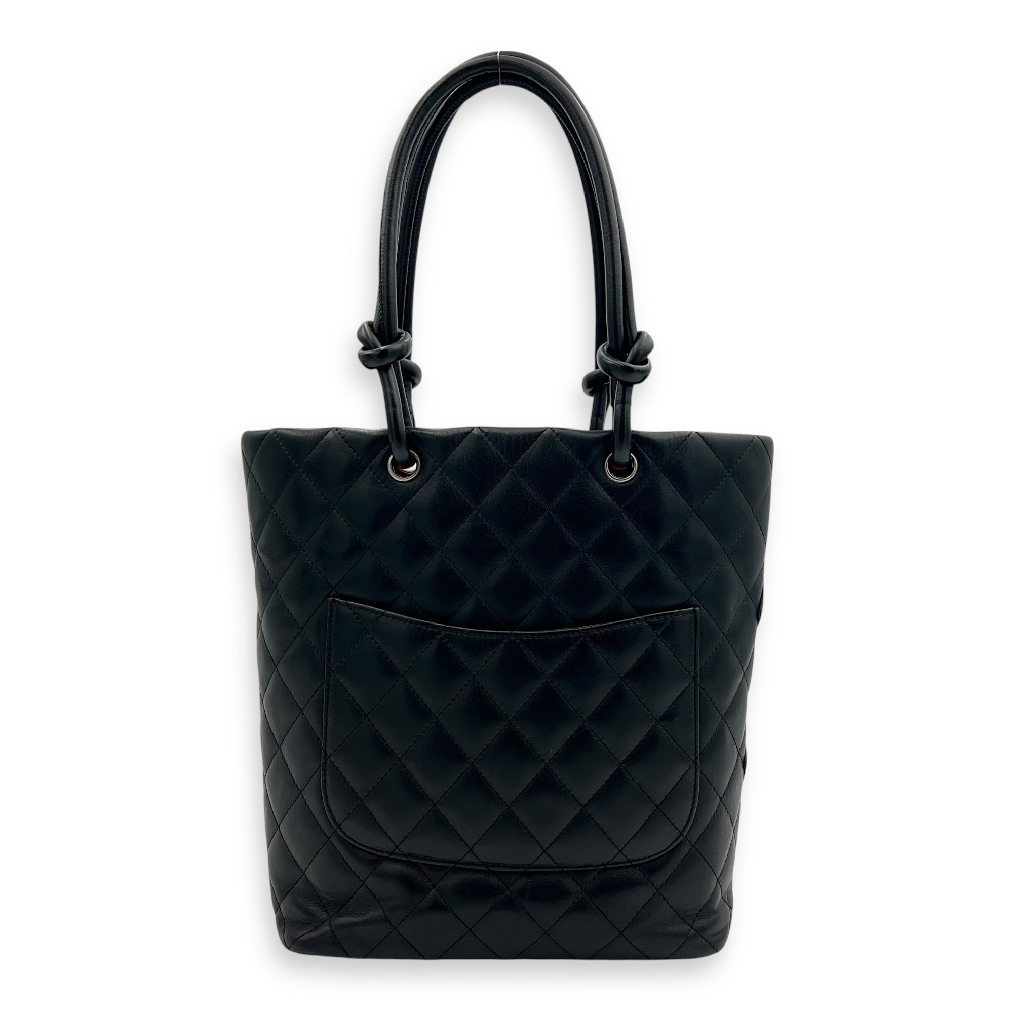 Chanel Cambon Tote Bag Black in Lambskin, Silver hardware_2