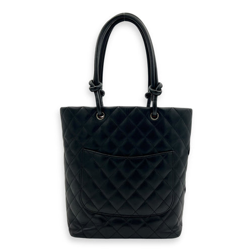 Chanel Cambon Tote Bag Black in Lambskin, Silver hardware_2
