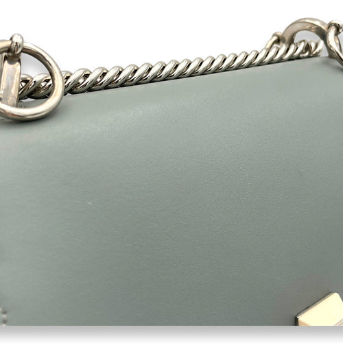 Kan I Small Grey Shoulder Bag in Calfskin, Silver hardware