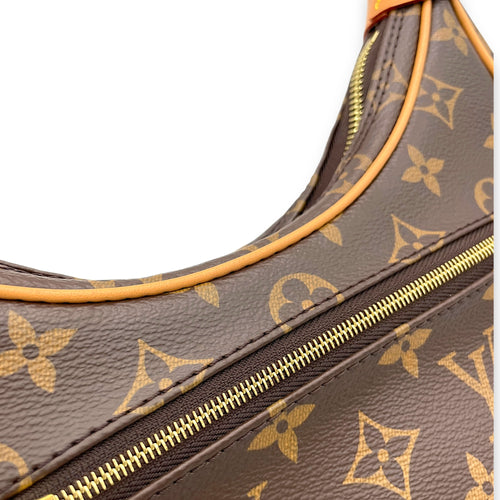 Loop Brown Shoulder Bag in Monogram Coated Canvas, Gold hardware