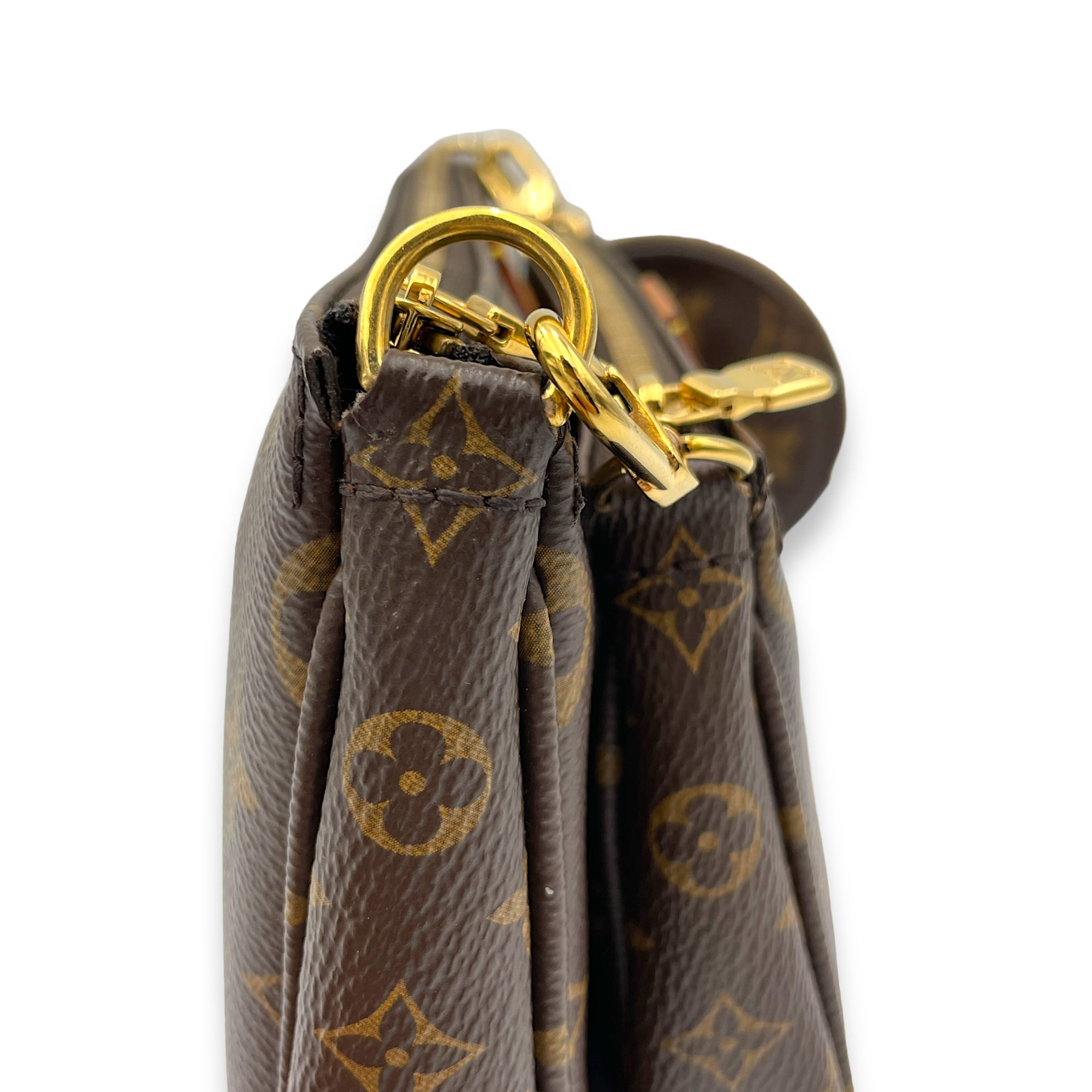 Multi-Pochette Accessoires Crossbody Bag Brown in Monogram Coated Canvas, Gold hardware