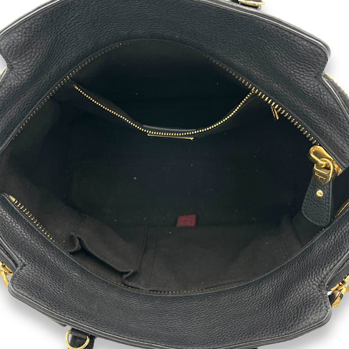 Gancini Top Handle Bag Black in Calfskin, Gold hardware