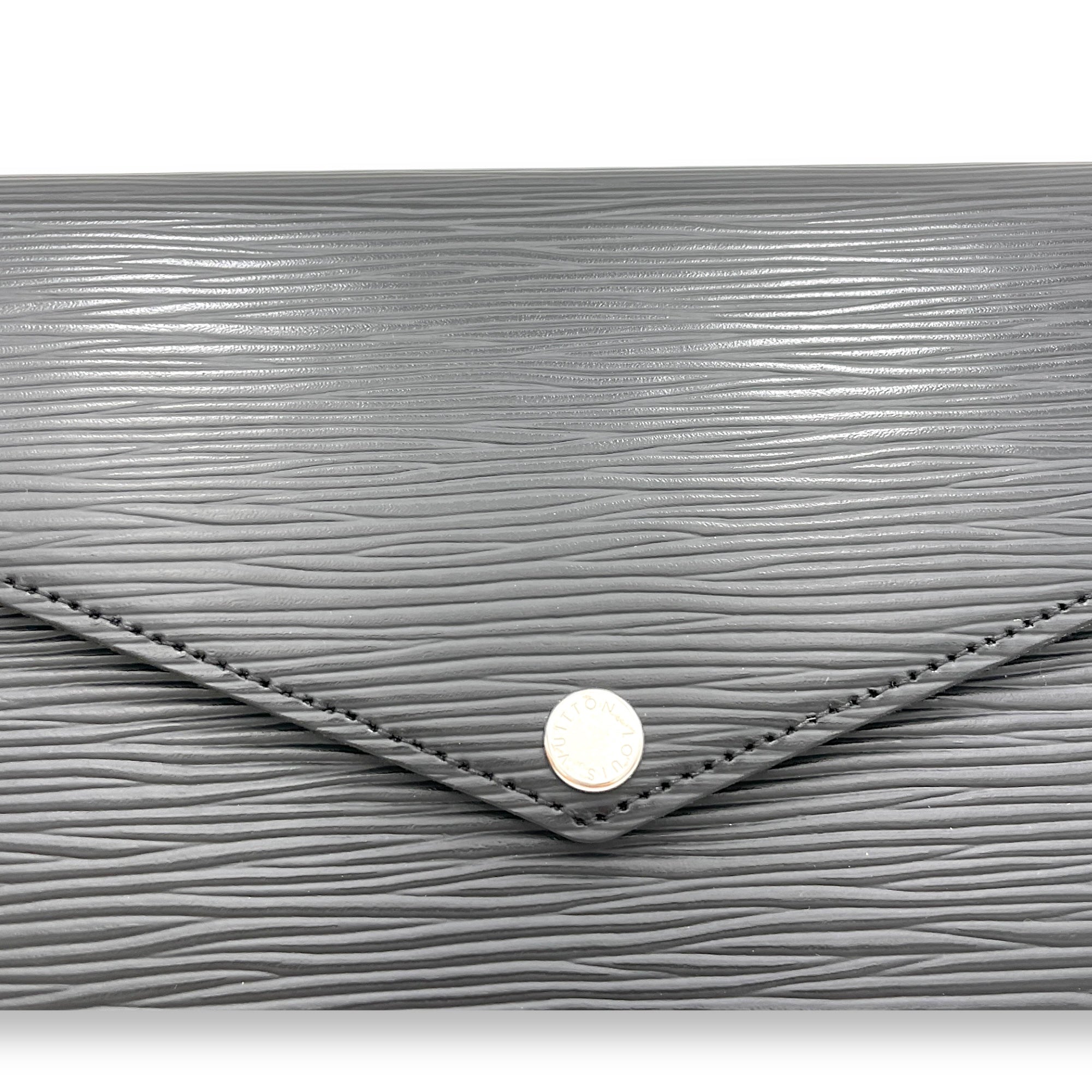 Felicie Black Wallet On Chain in Epi Leather, Silver hardware