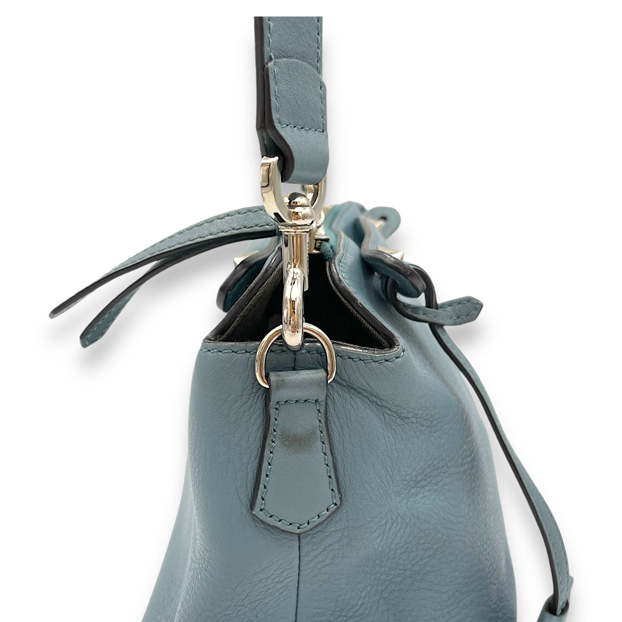 By The Way Top Handle Bag Blue in Calfskin, Gold hardware