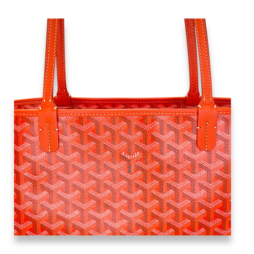 Artois MM Orange Tote Bag in Coated Canvas, Silver hardware