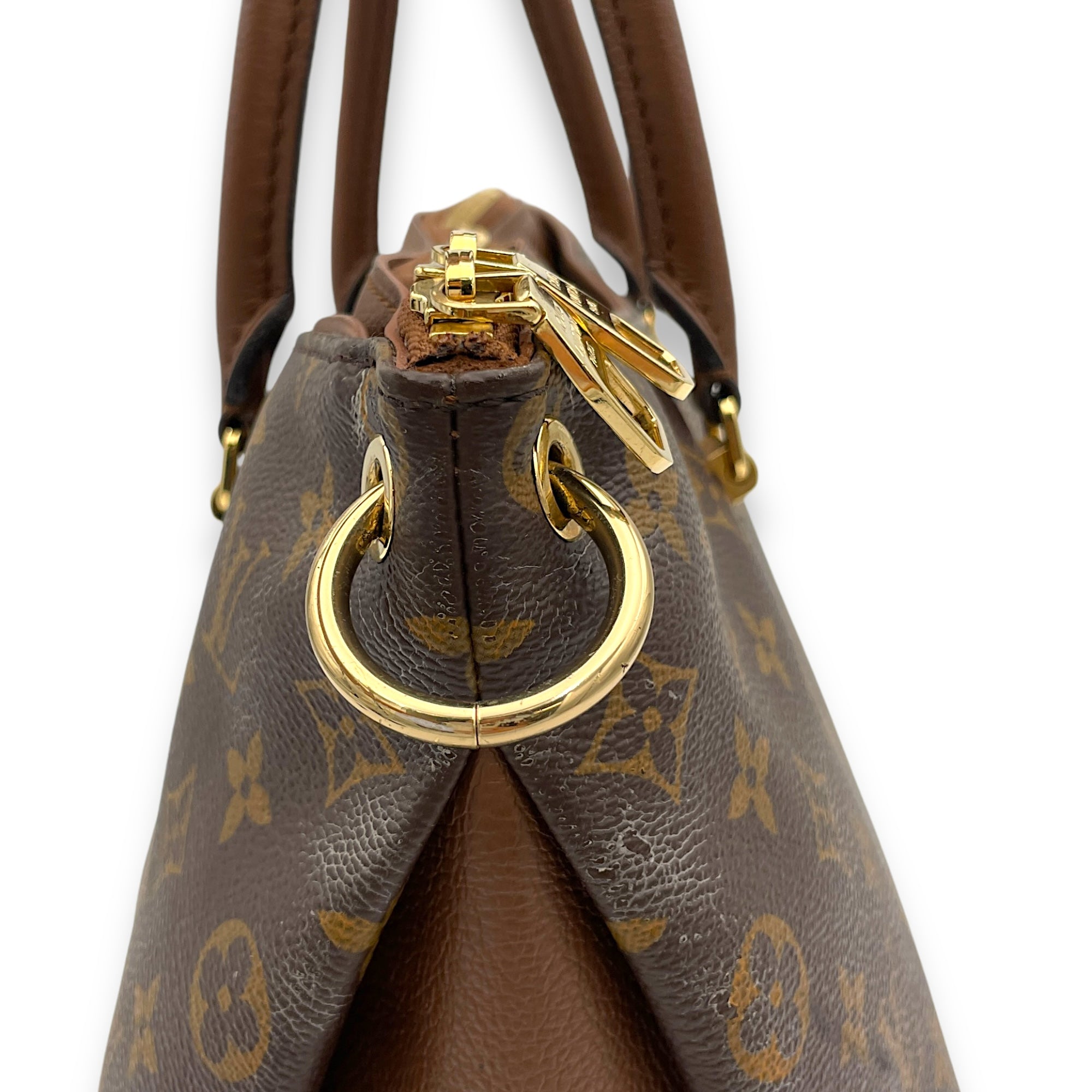 Pallas Top Handle Bag MM Brown in Monogram Coated Canvas, Gold hardware