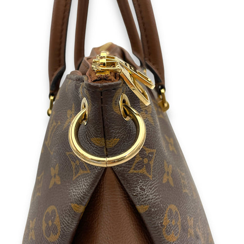 Pallas Top Handle Bag MM Brown in Monogram Coated Canvas, Gold hardware