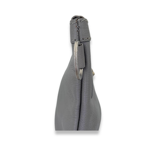 Clip Grey Clutch in Goat Leather, Silver hardware