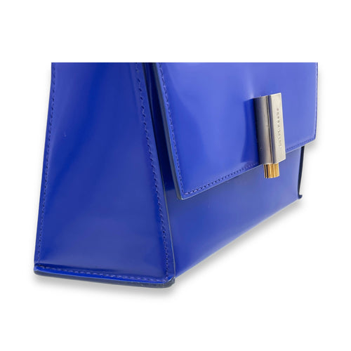 Prisma Blue Top Handle Bag in Calfskin, Silver hardware