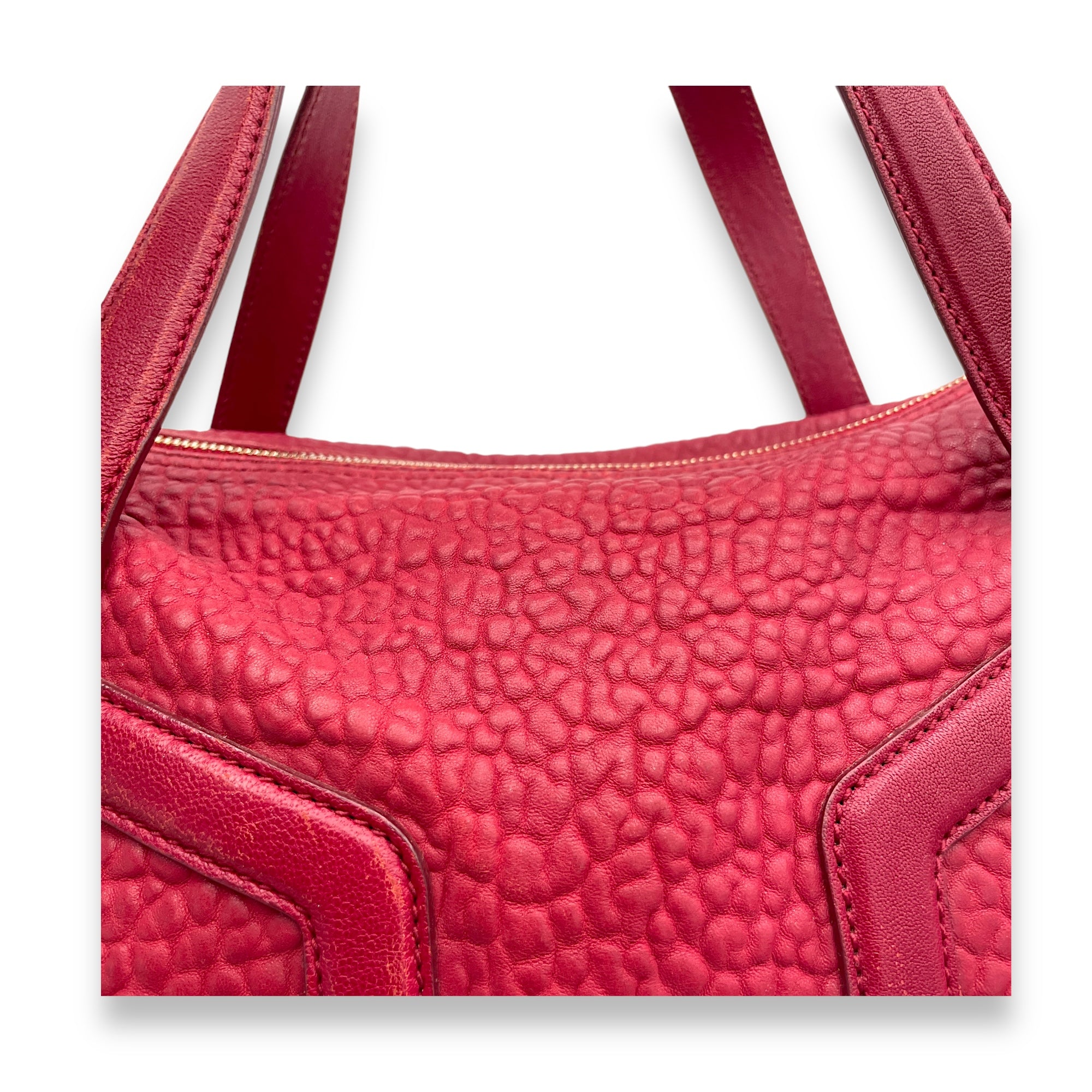 Pebbled Y Top handle bag in Calfskin, Gold Hardware