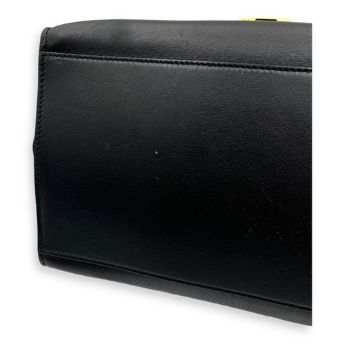 Trapeze Medium Black Top Handle Bag in Calfskin, Gold hardware