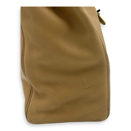 Vintage CC Turnlock Beige Top Handle Bag in Calfskin, Lacquered Metal hardware