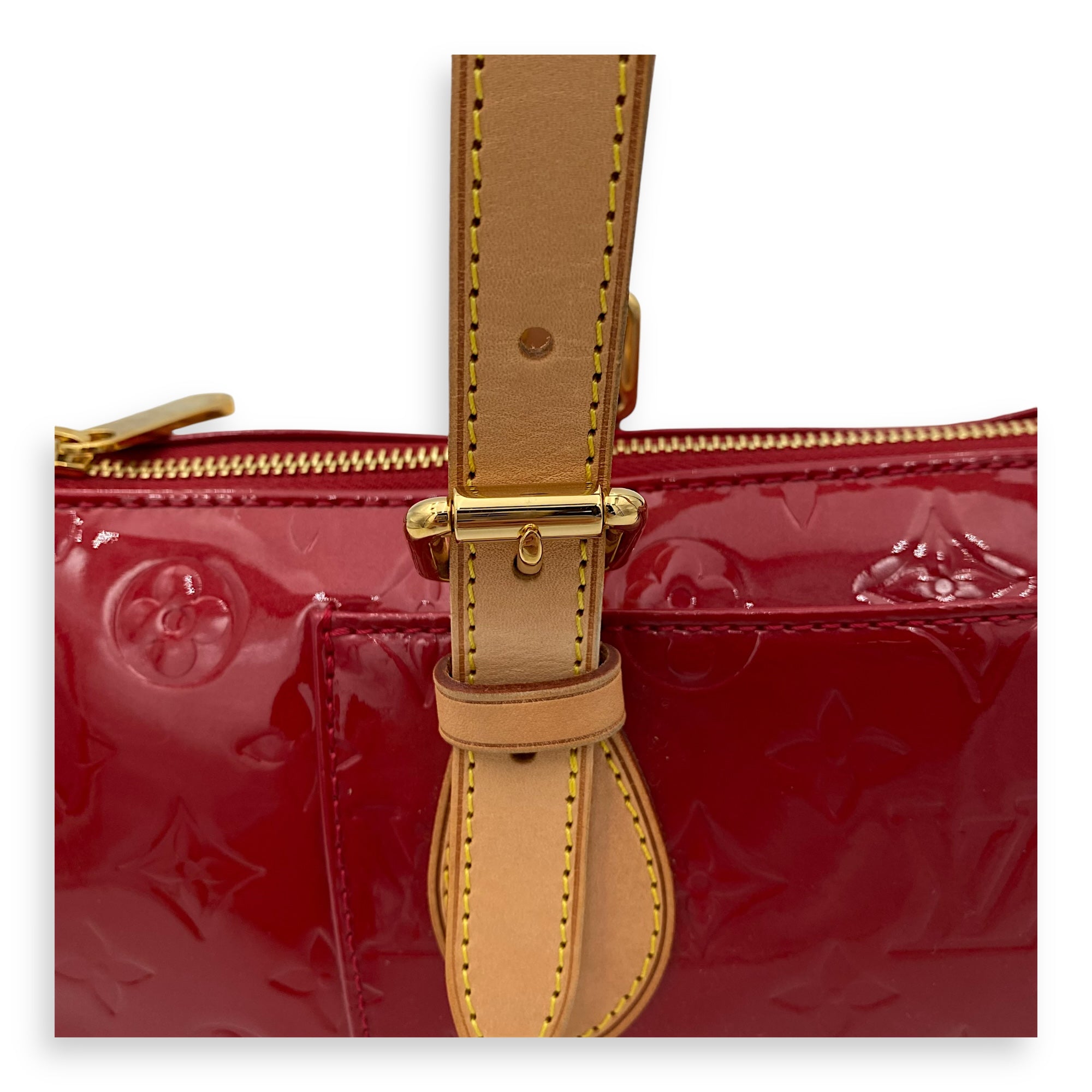 Rosewood Avenue Pomme D'Amour Top Handle Bag in Monogram Vernis Leather, Gold hardware