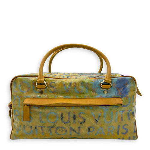 Richard Prince Pulp Weekender Yellow Top Handle Bag in Vinyl, Gold hardware