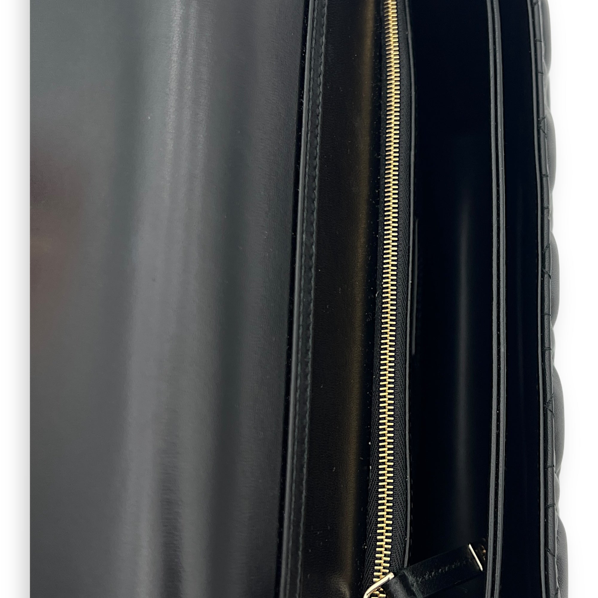 Miss Dior Black Top Handle Bag in Lambskin, Gold hardware