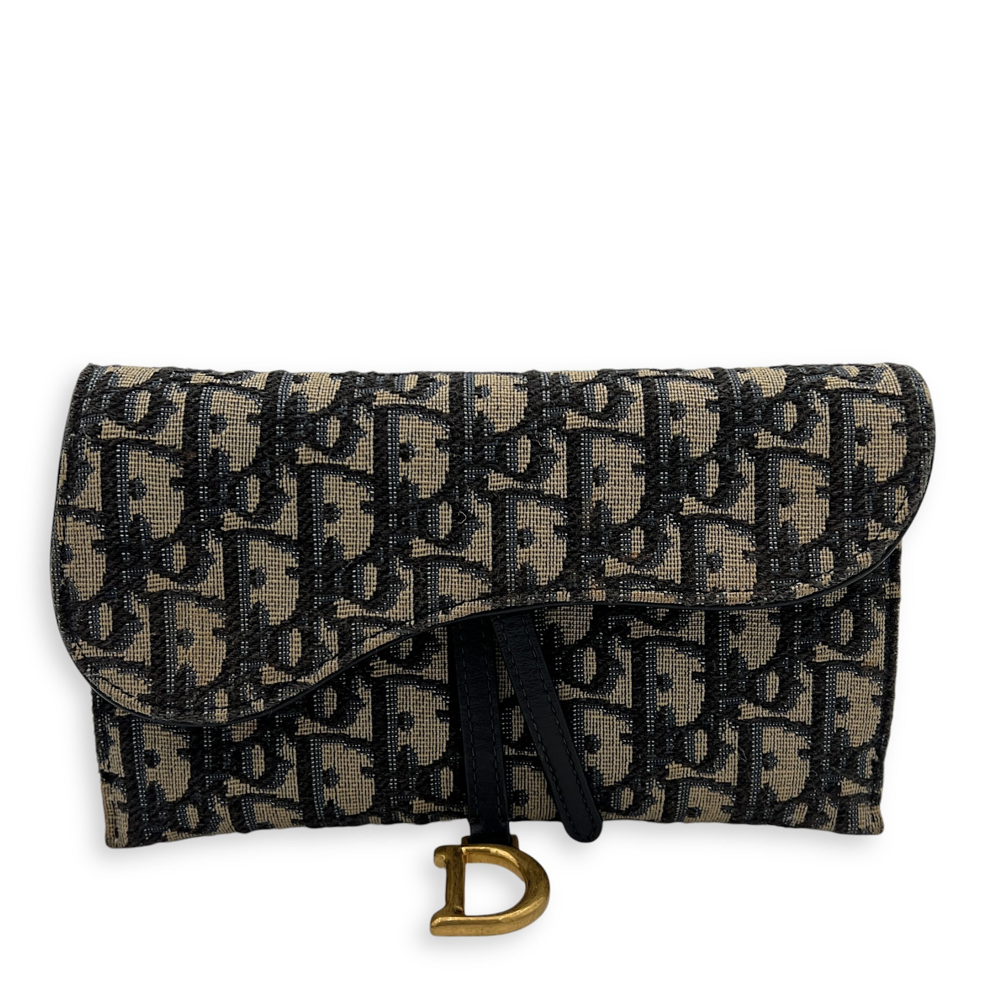 Oblique Wallet On Chain Blue in Jacquard, Gold hardware