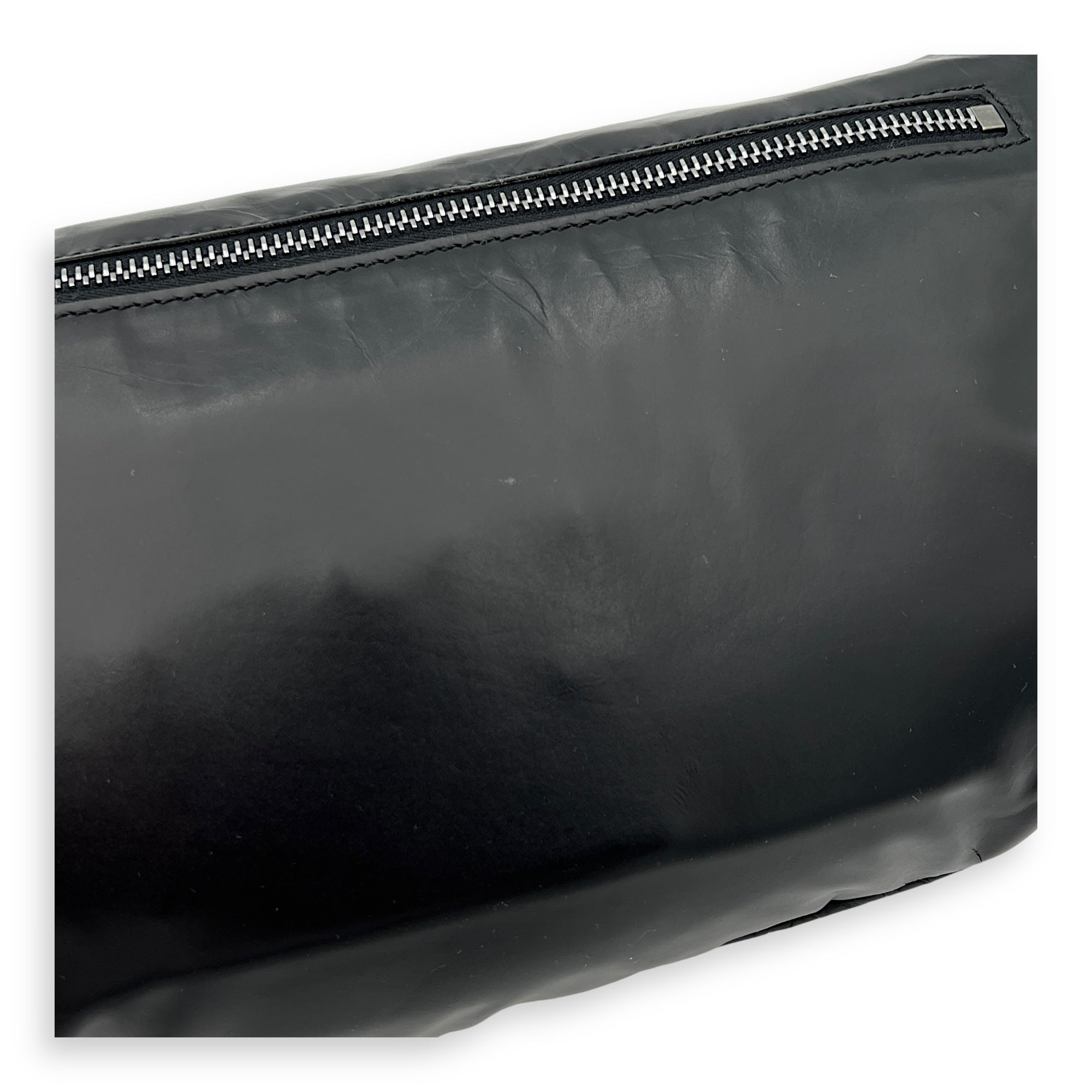 VLTN Belt Bag Black in Calfskin, Silver hardware