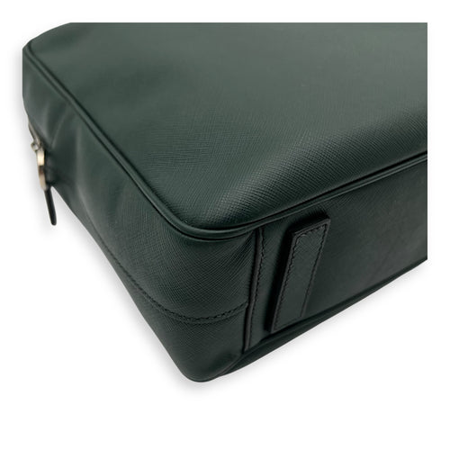 Prada Travel Line Large Green Brief case in Saffiano Leather, Silver hardware_9