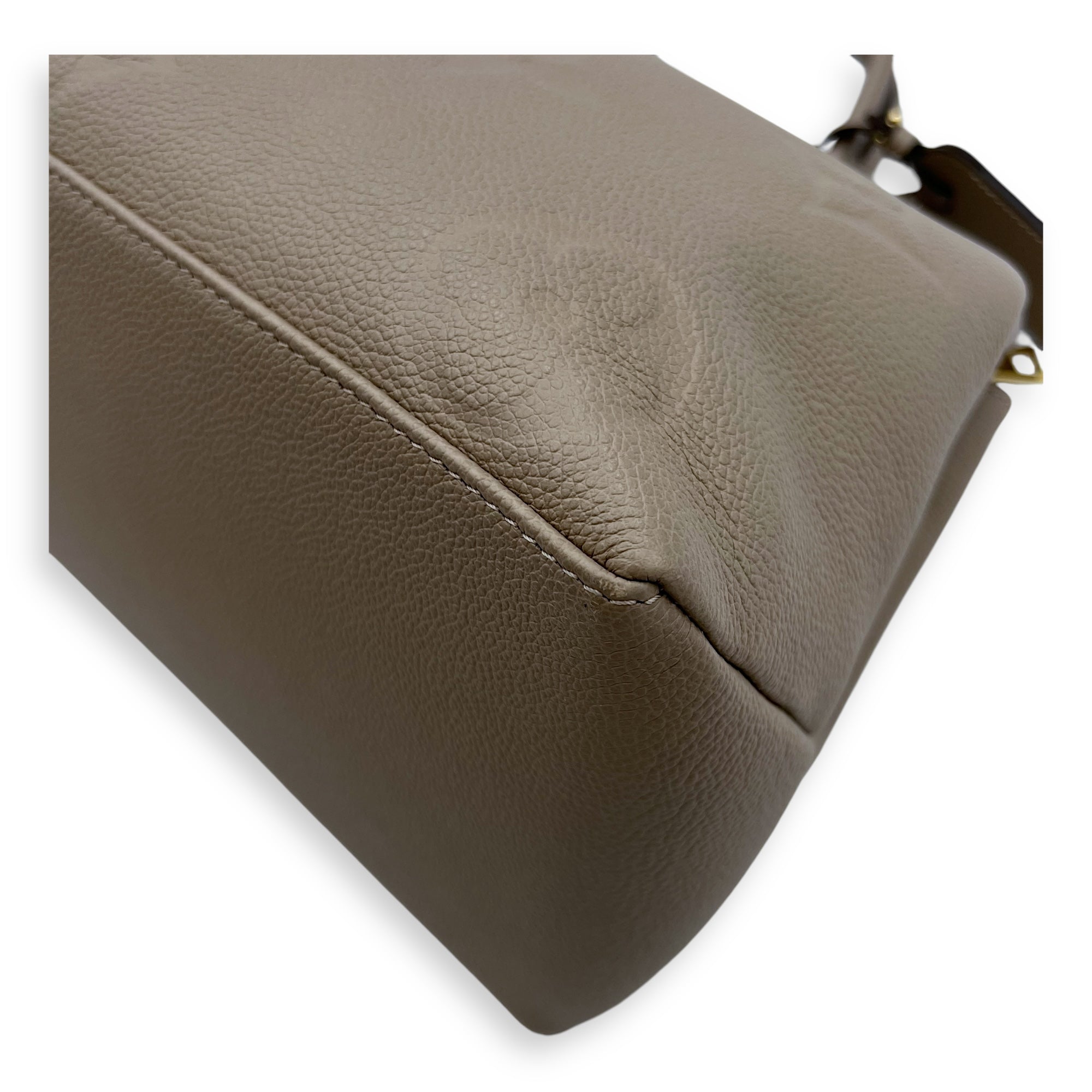 Louis Vuitton Grand palasis Top Handle Bag MM Grey in Calfskin, Gold hardware_12