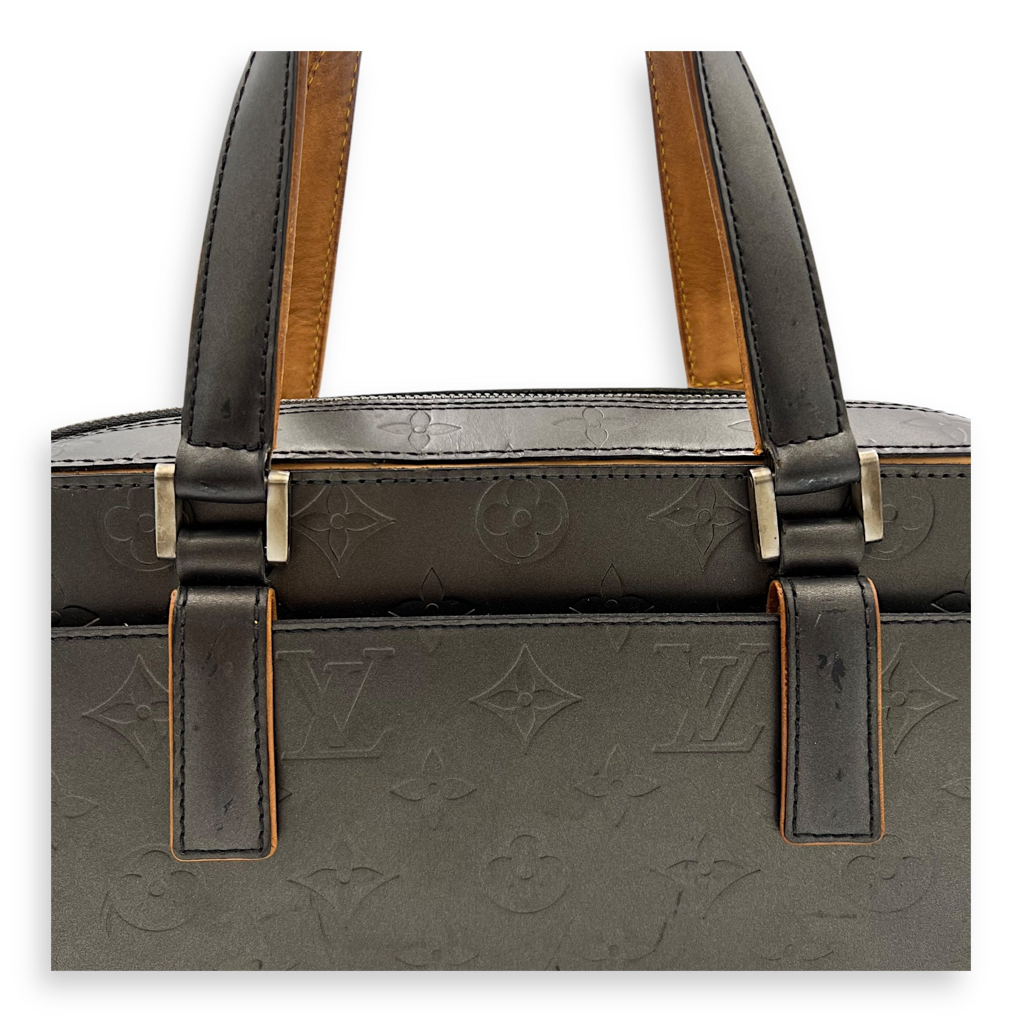 Louis Vuitton Shelton Top Handle Bag Grey in Others, Silver hardware_7