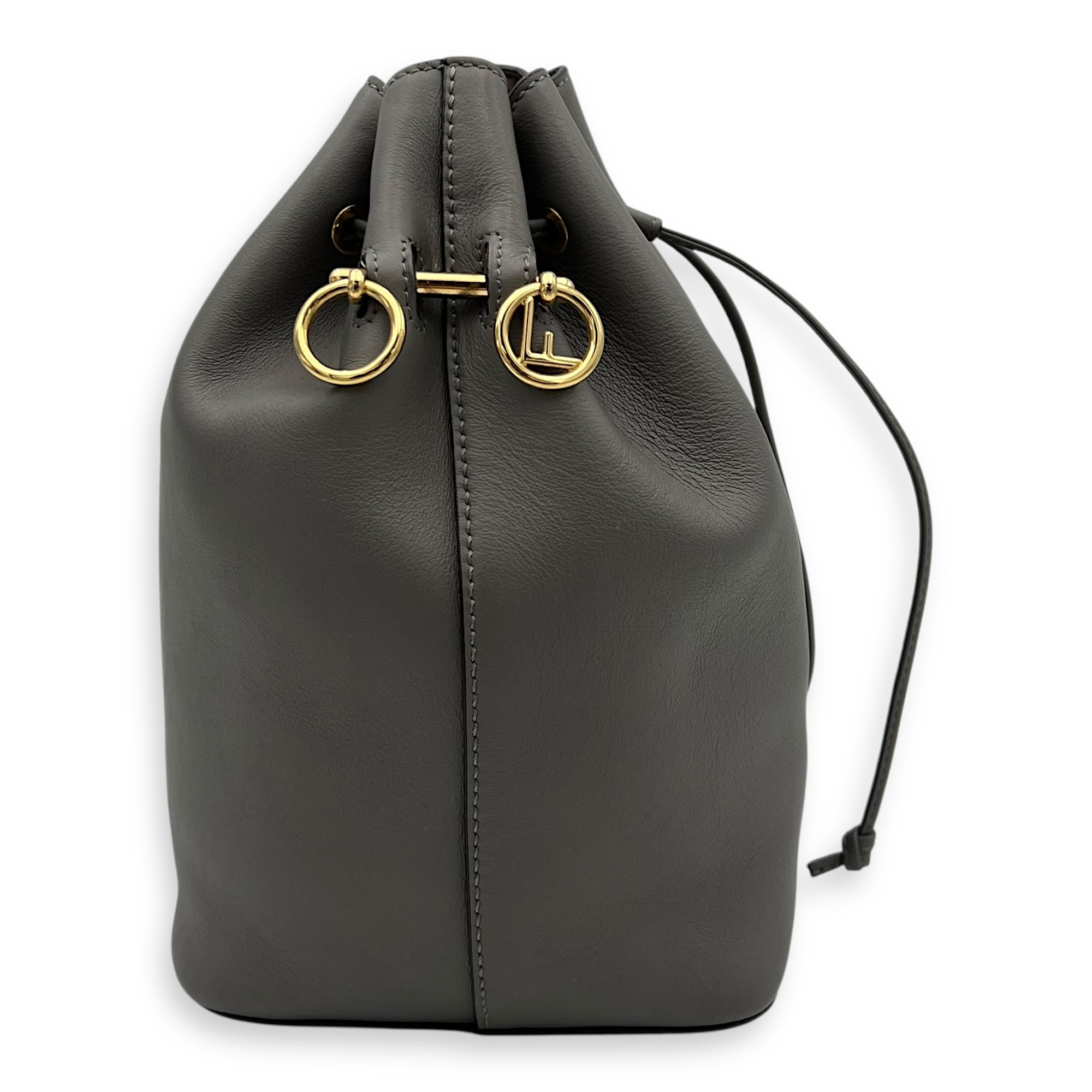 Fendi Mon Tresor Bucket Bag Grey in Calfskin, Gold hardware_3