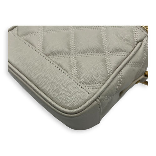 Saint Laurent Quilted 80's  Vanity Bag White in Calfskin, Gold hardware_10