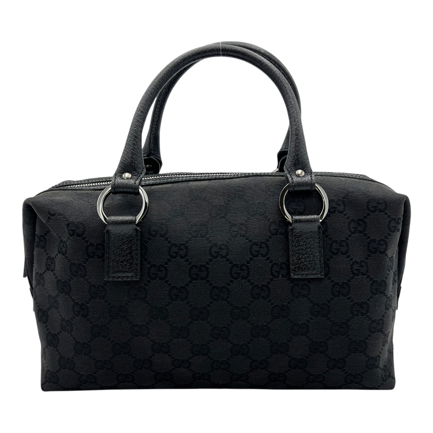 Gucci GG Top Handle Bag Black in Canvas, Silver hardware_2
