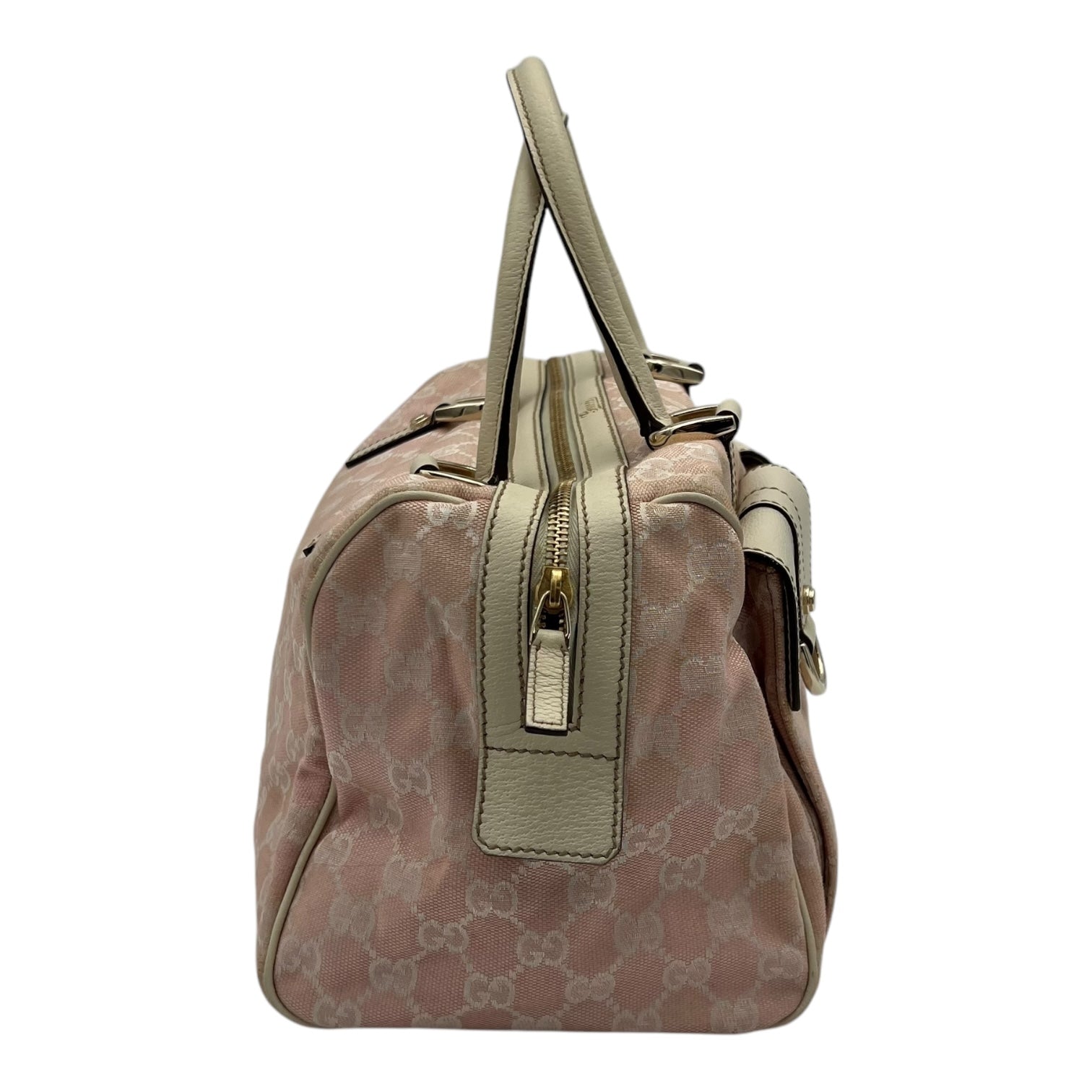 Gucci GG Top Handle Bag Pink in Canvas, Light Gold hardware_3