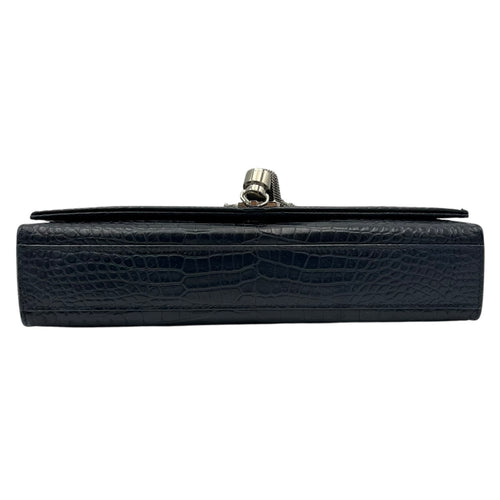 Saint Laurent Kate Crossbody Bag Blue in Crocodile Embossed Calfskin, Silver hardware_5
