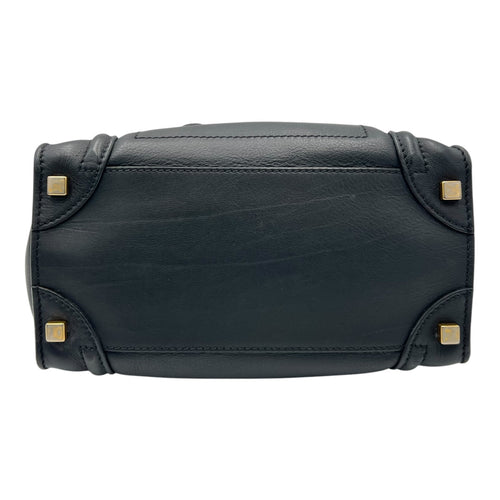 Celine Luggage Top Handle Bag Micro Black in Calfskin, Gold hardware_5