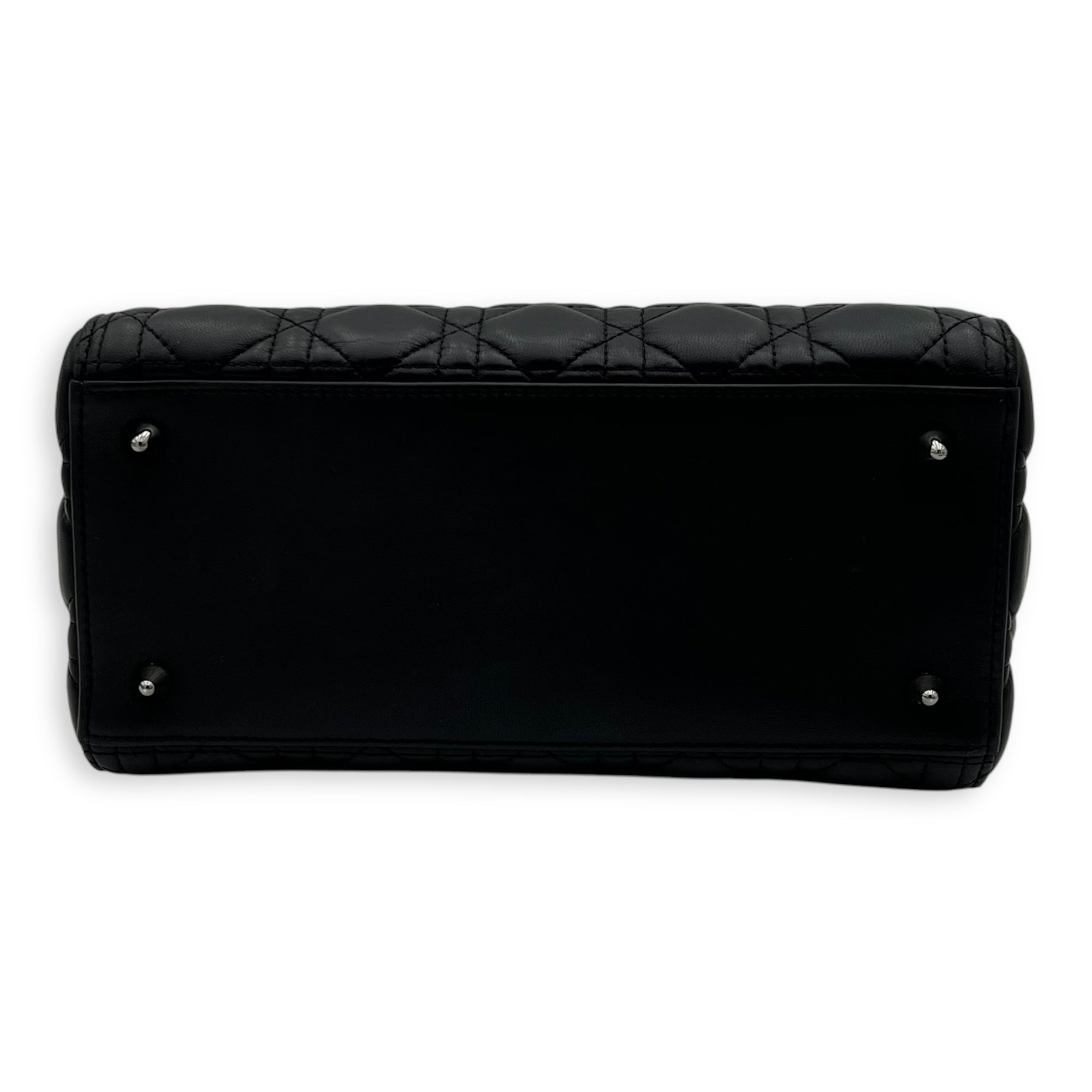 Christian Dior Lady Dior Medium Black Top Handle Bag in Calfskin, Gunmetal hardware_5