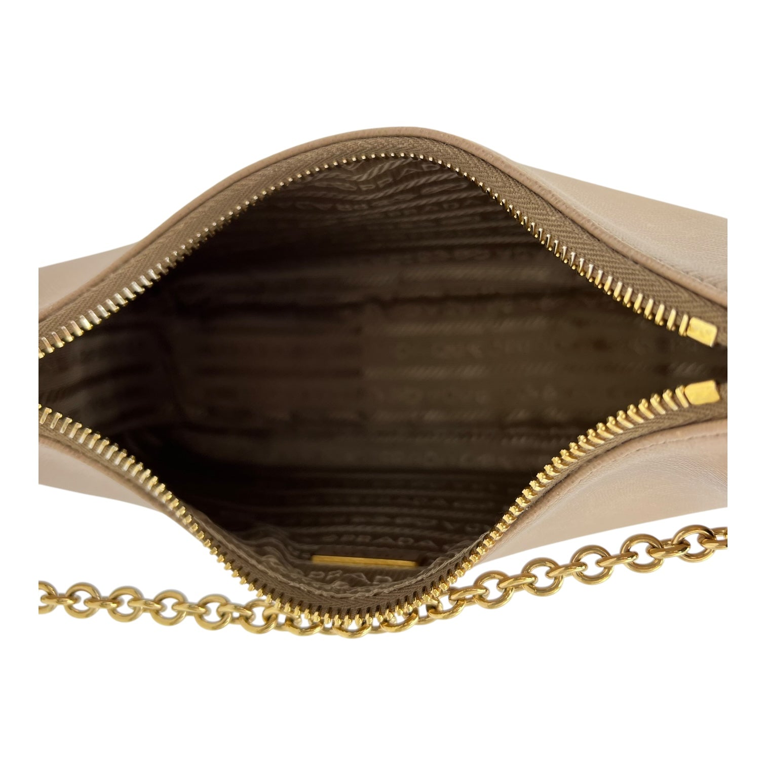Prada Re-Edition Crossbody Bag Beige in Saffiano Leather, Gold hardware_6
